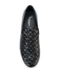 schwarze Slip-On Sneakers aus Leder von Billionaire