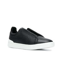 schwarze Slip-On Sneakers aus Leder von Ermenegildo Zegna