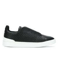 schwarze Slip-On Sneakers aus Leder von Ermenegildo Zegna