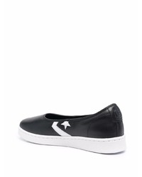 schwarze Slip-On Sneakers aus Leder von Converse