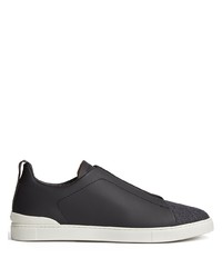 schwarze Slip-On Sneakers aus Leder von Zegna