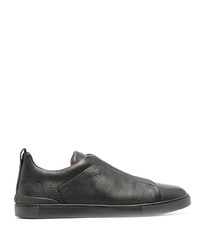 schwarze Slip-On Sneakers aus Leder von Zegna