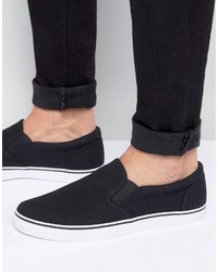 schwarze Slip-On Sneakers aus Segeltuch von Asos