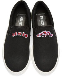 schwarze Slip-On Sneakers aus Segeltuch von Kenzo