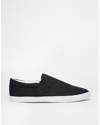 schwarze Slip-On Sneakers aus Segeltuch von Asos