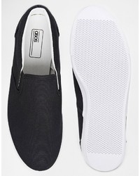 schwarze Slip-On Sneakers aus Segeltuch von Asos