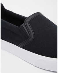 schwarze Slip-On Sneakers aus Segeltuch von Asos