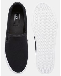 schwarze Slip-On Sneakers aus Segeltuch von Asos