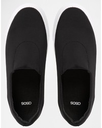 schwarze Slip-On Sneakers aus Segeltuch von Asos