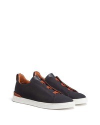 schwarze Slip-On Sneakers aus Segeltuch von Zegna