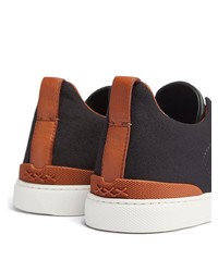 schwarze Slip-On Sneakers aus Segeltuch von Zegna