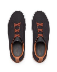 schwarze Slip-On Sneakers aus Segeltuch von Zegna