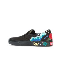 schwarze Slip-On Sneakers aus Segeltuch von Vans