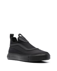 schwarze Slip-On Sneakers aus Segeltuch von Salvatore Ferragamo