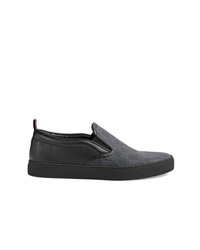 schwarze Slip-On Sneakers aus Segeltuch von Gucci