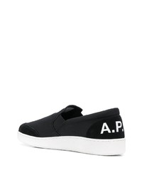 schwarze Slip-On Sneakers aus Segeltuch von A.P.C.