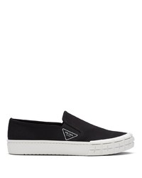 schwarze Slip-On Sneakers aus Segeltuch von Prada