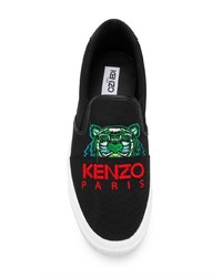 schwarze Slip-On Sneakers aus Segeltuch von Kenzo