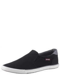 schwarze Slip-On Sneakers aus Segeltuch von Tom Tailor