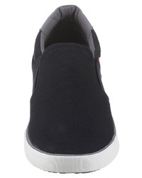 schwarze Slip-On Sneakers aus Segeltuch von Tom Tailor