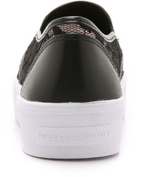 schwarze Slip-On Sneakers aus Spitze von Rebecca Minkoff