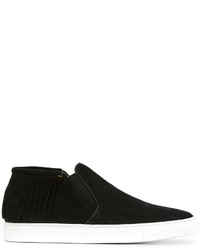 schwarze Slip-On Sneakers aus Wildleder mit Reliefmuster