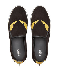 schwarze Slip-On Sneakers aus Wildleder von Fendi