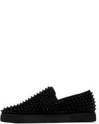 schwarze Slip-On Sneakers aus Wildleder von Christian Louboutin