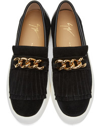 schwarze Slip-On Sneakers aus Wildleder von Giuseppe Zanotti