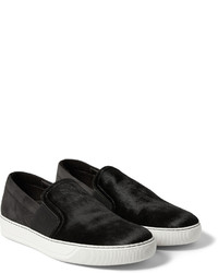 schwarze Slip-On Sneakers aus Wildleder von Lanvin