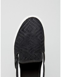 schwarze Slip-On Sneakers aus Wildleder von Vans