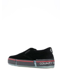 schwarze Slip-On Sneakers aus Wildleder von Marcelo Burlon County of Milan