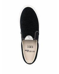 schwarze Slip-On Sneakers aus Wildleder von Junya Watanabe