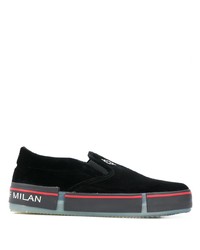 schwarze Slip-On Sneakers aus Wildleder von Marcelo Burlon County of Milan