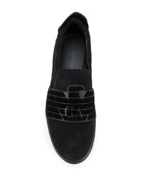 schwarze Slip-On Sneakers aus Wildleder von Emporio Armani