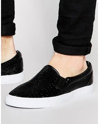 schwarze Slip-On Sneakers mit Schlangenmuster von Asos