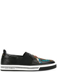 schwarze Slip-On Sneakers von Dolce & Gabbana