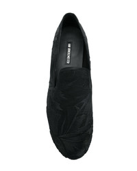 schwarze Slipper mit Blumenmuster von Ann Demeulemeester Blanche