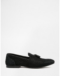 schwarze Slipper mit Quasten mit Schlangenmuster von Asos