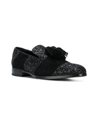 schwarze Slipper mit Quasten von Jimmy Choo