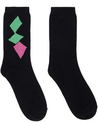 schwarze Socken mit Argyle-Muster von Comme Des Garcons Homme Plus