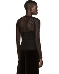 schwarze Spitze Bluse mit Blumenmuster von Alexander McQueen