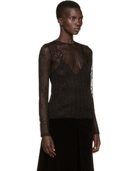 schwarze Spitze Bluse mit Blumenmuster von Alexander McQueen