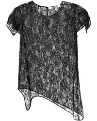 schwarze Spitze Bluse mit Blumenmuster von Givenchy