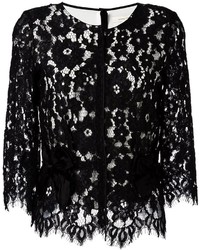 schwarze Spitze Bluse mit Blumenmuster von Marc Jacobs