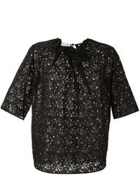 schwarze Spitze Bluse mit Blumenmuster von Stella McCartney
