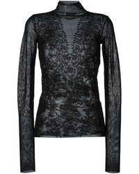 schwarze Spitze Bluse mit Flicken von Lanvin