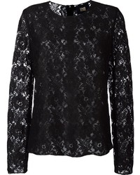 schwarze Spitze Bluse von Class Roberto Cavalli