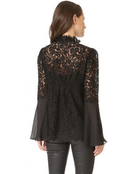 schwarze Spitze Bluse von Rachel Zoe