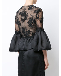 schwarze Spitze Bluse von Marchesa